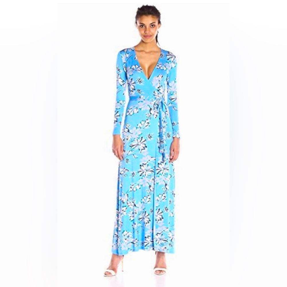 Yumi Kim Wrap Jersey Maxi Dress Blue Dandelion XS Long Sleeve